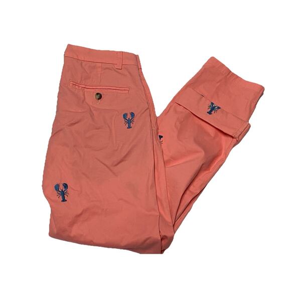 Vineyard Vines Pants Mens 28x30 Pink Club Pant Lobster All Over Print Chino - Picture 1 of 10